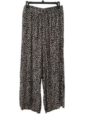 H&M Black White Animal Print Cheetah/Leopard High Rise Wide Leg Palazzo Pants M